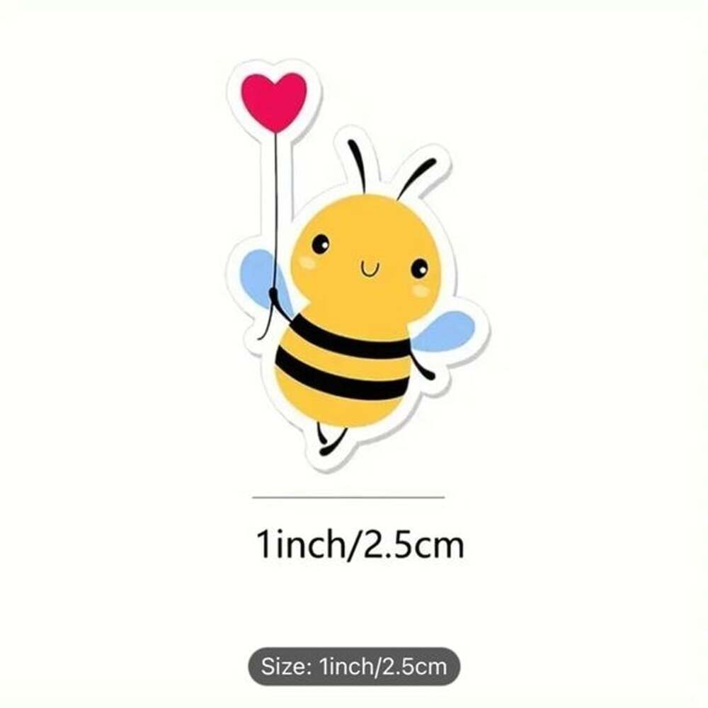 Roll of 500 Bee (8 different design) Stickers - Picture 3 of 3